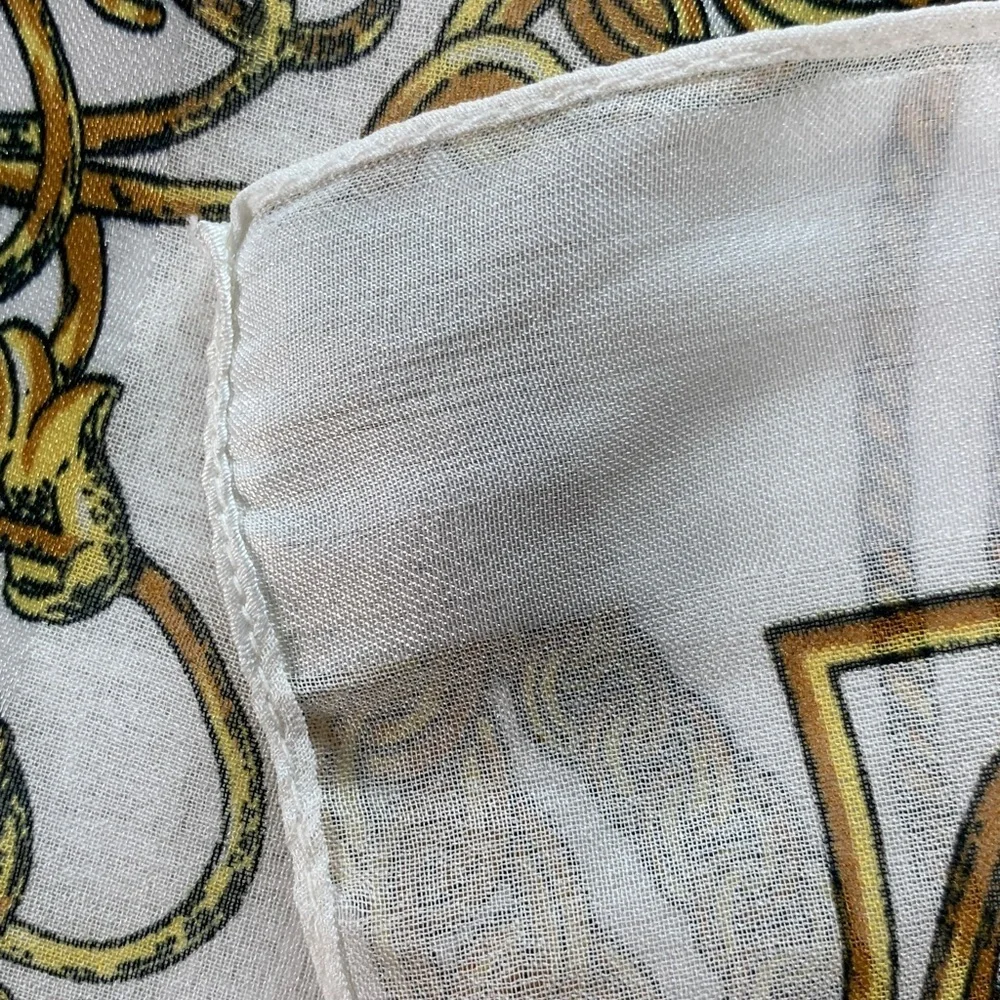 Ivory and gold chain print square scarf